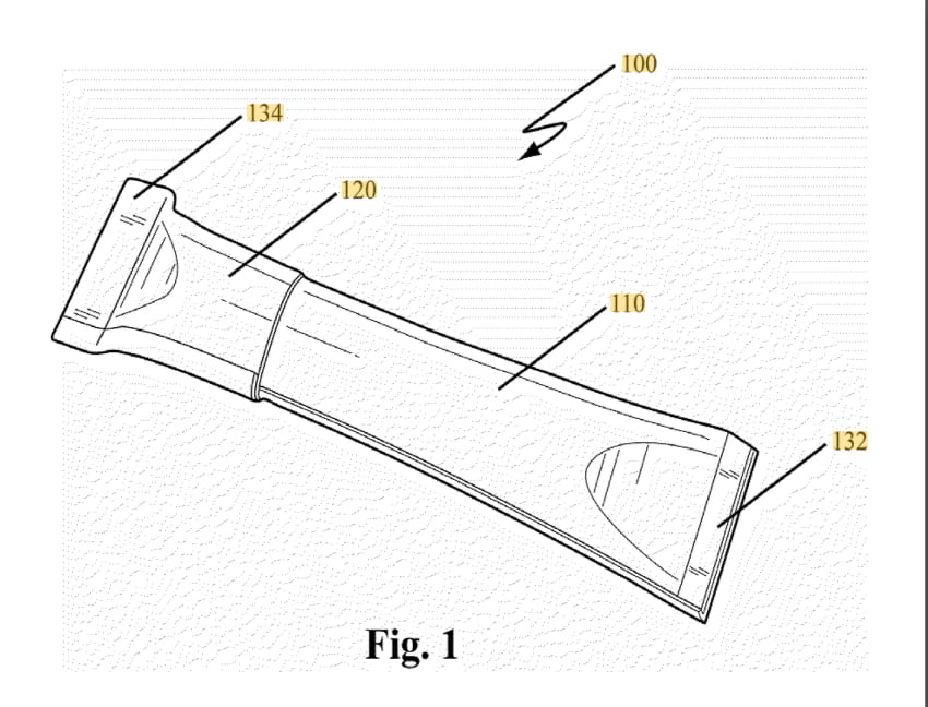 Eco Tube patent drawing Fig. 1 — US Patent US7819251B2 zero waste compostable lip balm tube